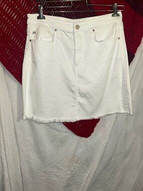 Dear John White Denim Mini Skirt with Frayed Hem